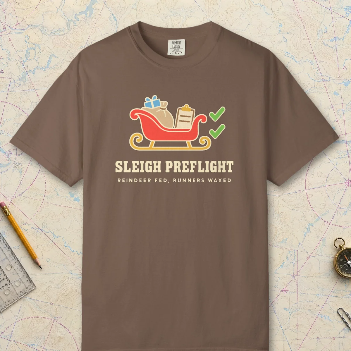 Sleigh Preflight Tee in Espresso, front view