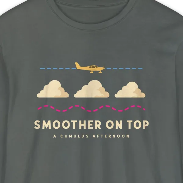 Smoother on Top design on a Pepper Comfort Colors 6014 long-sleeve tee, close-up of the print