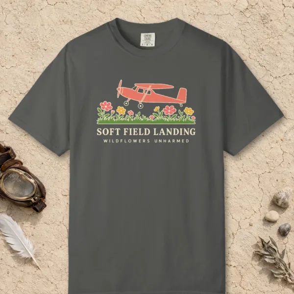 soft-field-landing-tee-pepper-front Soft Field Landing Tee in Pepper, front view