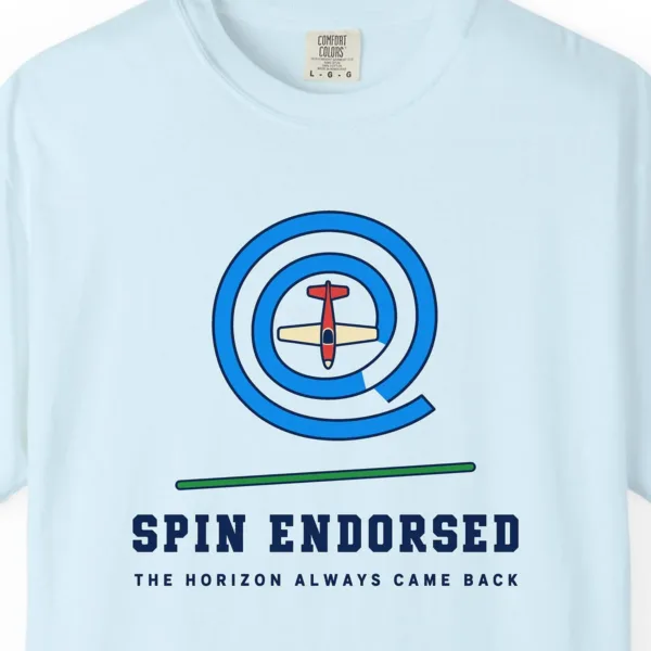 Spin Endorsed Tee in Chambray, close-up