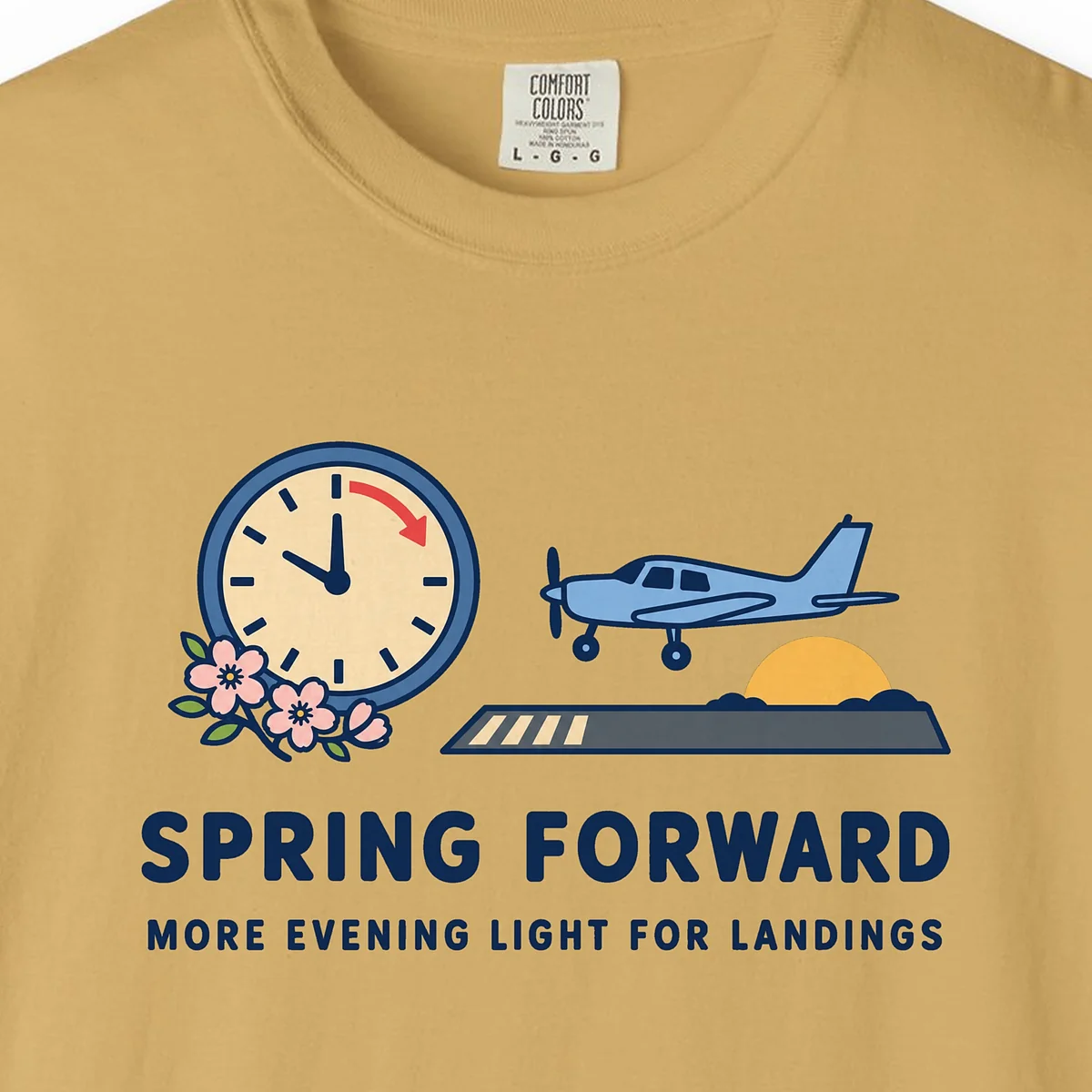 spring-forward-tee-mustard-chest Spring Forward Tee in Mustard, close-up