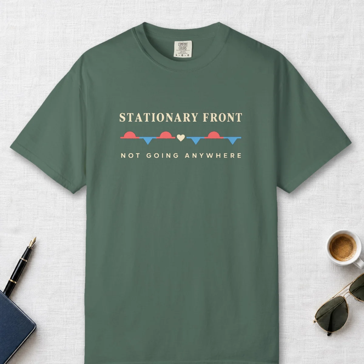 Stationary Front Tee in Blue Spruce, front view