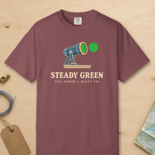 Steady Green Tee in Brick, front view
