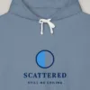 Still No Ceiling design on the Comfort Colors 1467 hoodie in Blue Jean, close-up of the print