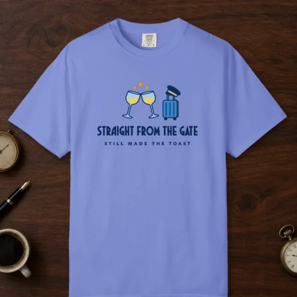 Straight from the Gate Tee in Flo Blue, front view