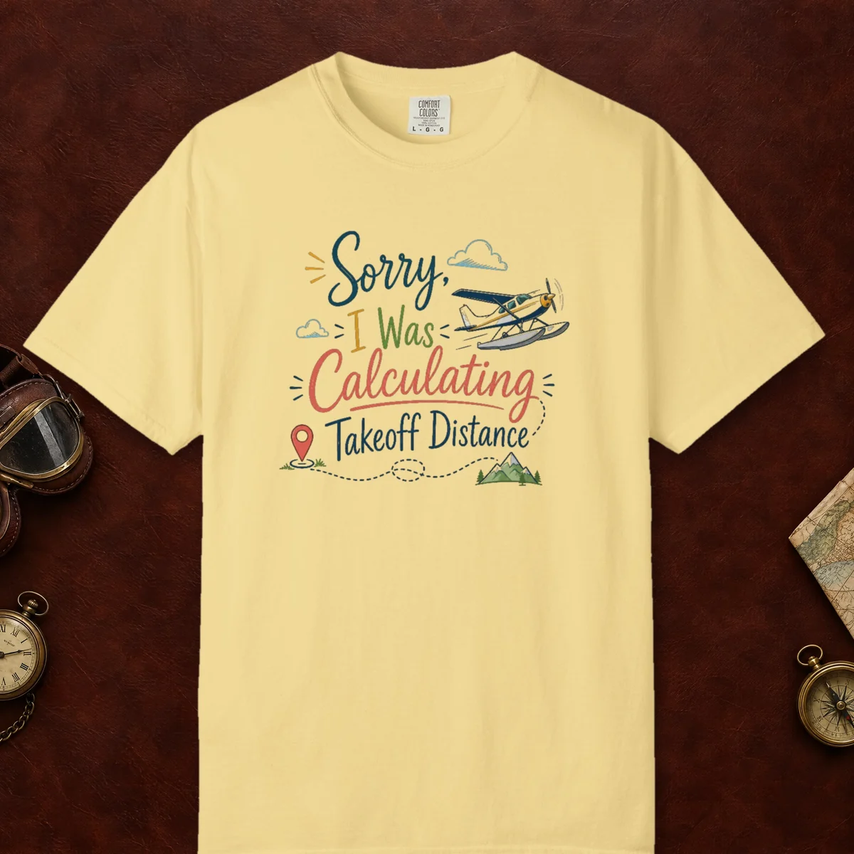 Takeoff Distance Floatplane Tee in Butter, front view