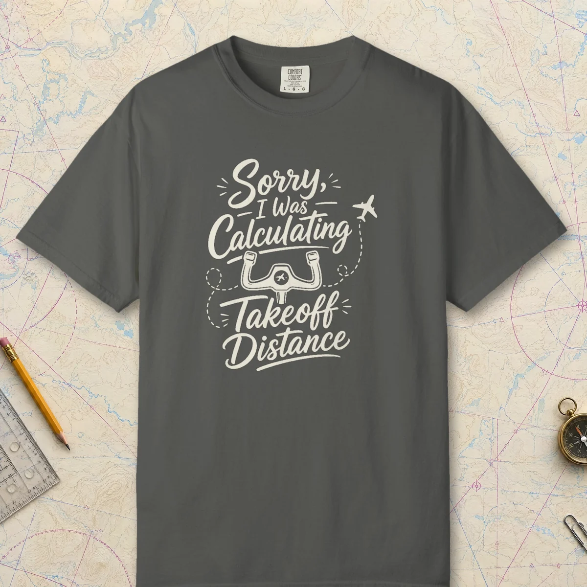 Takeoff Distance Yoke Night Tee in Pepper, front view