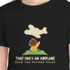 Close-up of the That One's an Airplane design on the Black kids tee, Comfort Colors 9018 youth tee, with the neckline