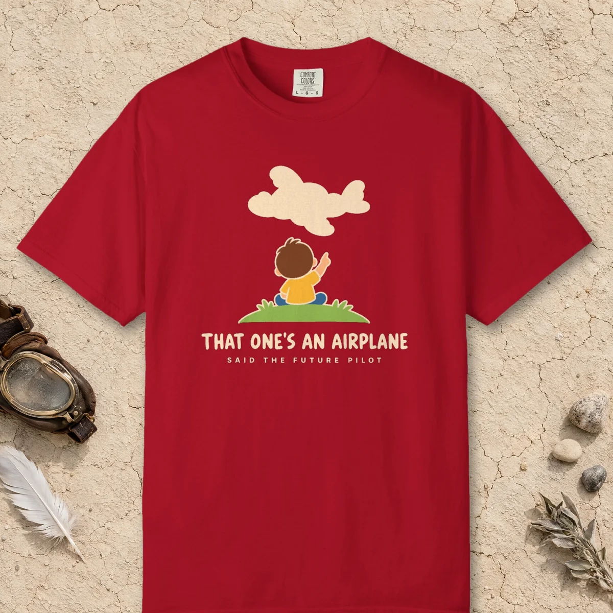 That One's an Airplane Tee in Red, front view