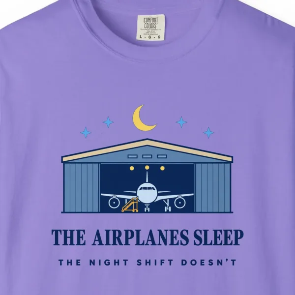 the-airplanes-sleep-tee-violet-chest The Airplanes Sleep Tee in Violet, close-up