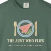 The Aunt Who Flies Tee in Blue Spruce, close-up