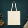 the-happiest-room-tote-natural-back Plain back of the natural canvas tote with the The Happiest Room design, printed on the front only