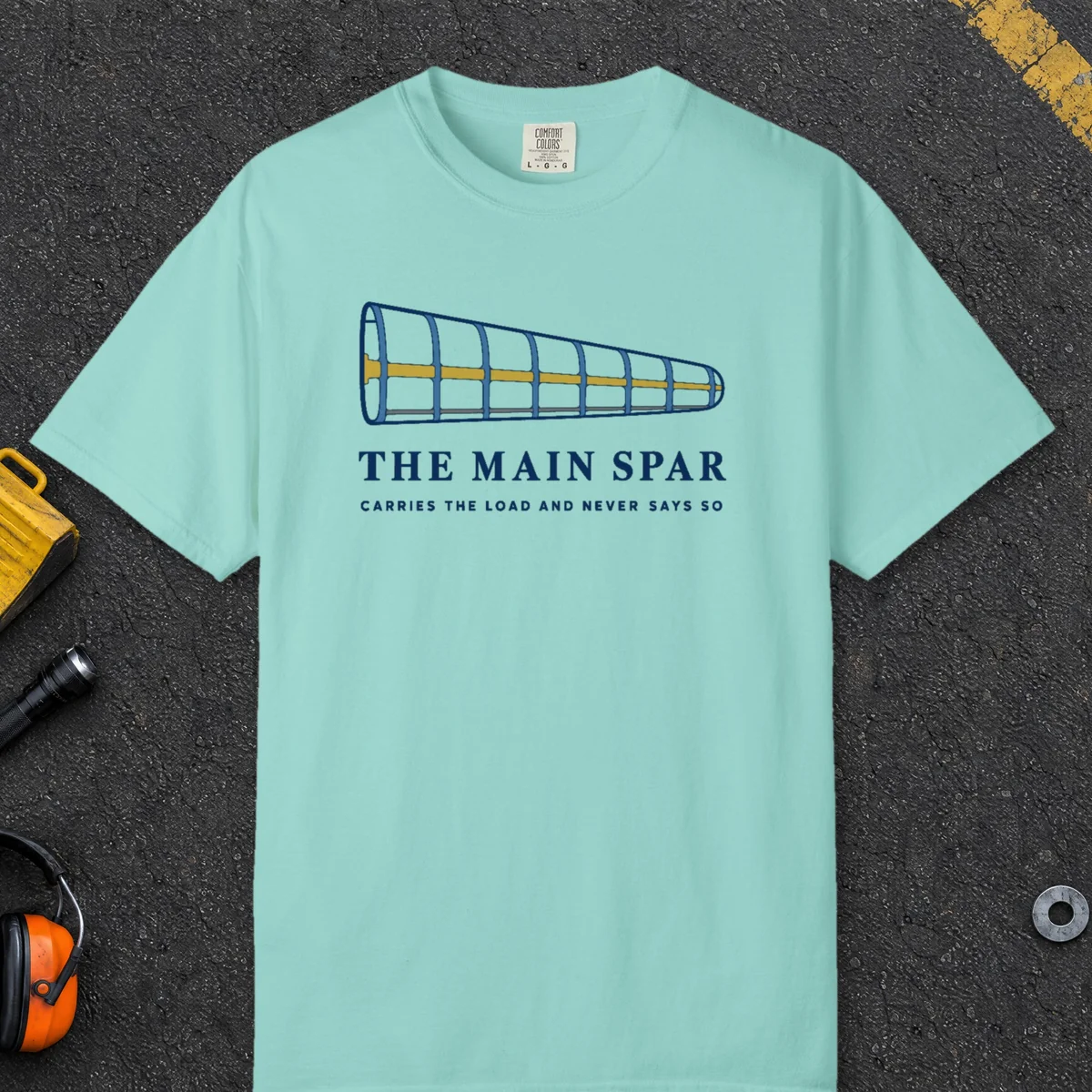 The Main Spar Tee in Chalky Mint, front view
