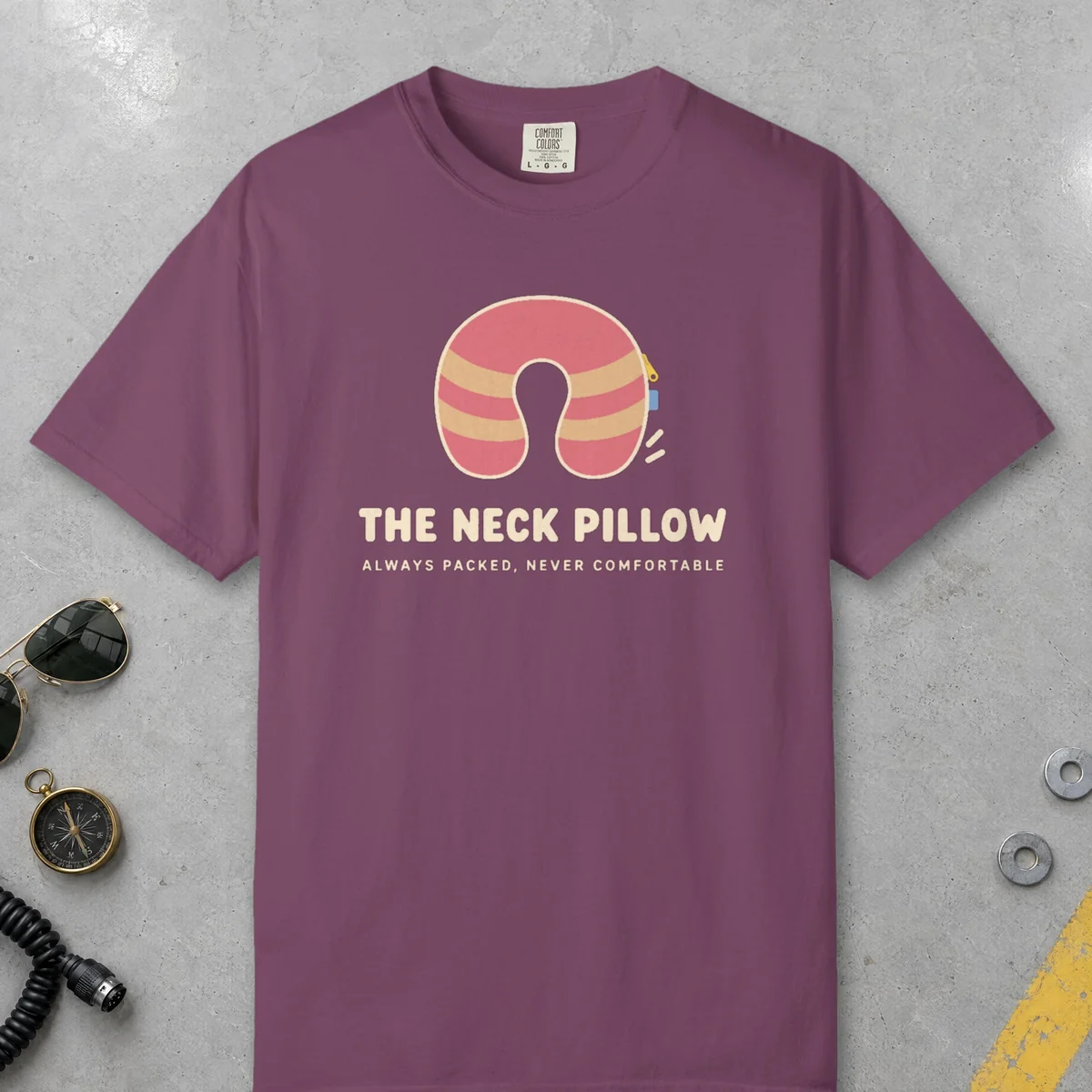 The Neck Pillow Tee in Berry, front view