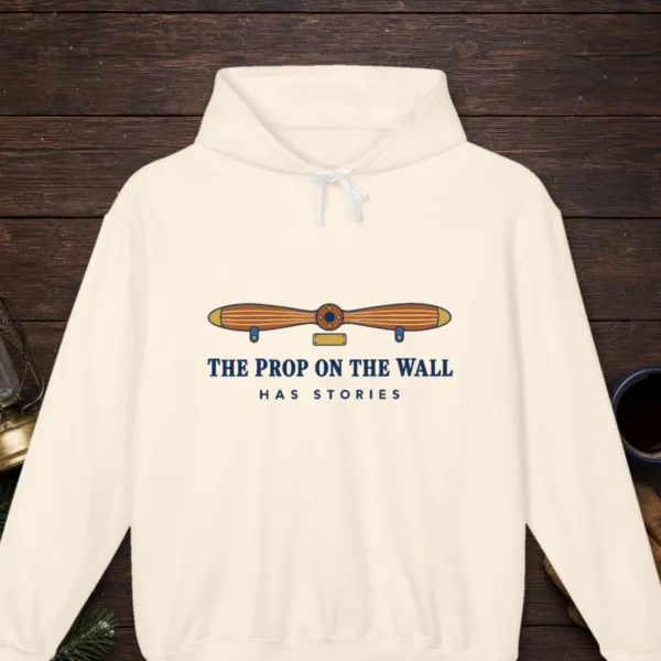 the-prop-on-the-wall-hoodie-ivory-front-v1 The Prop on the Wall design on the Comfort Colors 1467 hoodie in Ivory, front view