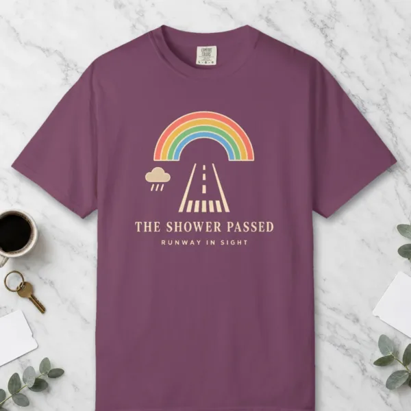 The Shower Passed Tee in Berry, front view