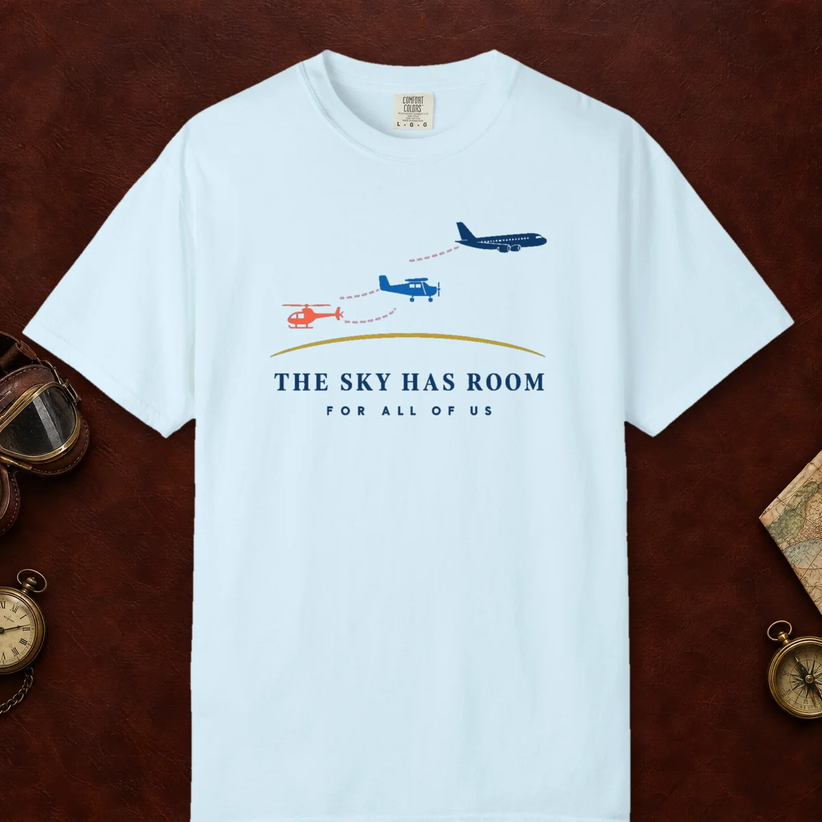 The Sky Has Room Tee in Chambray, front view