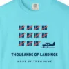 thousands-of-landings-tee-lagoon-blue-chest Thousands of Landings Tee in Lagoon Blue, close-up