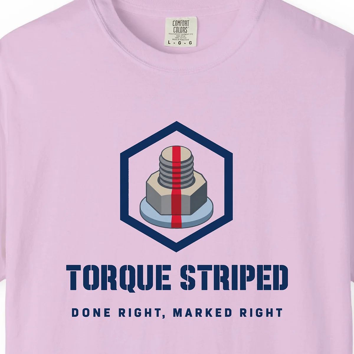 Torque Striped Tee in Orchid, close-up