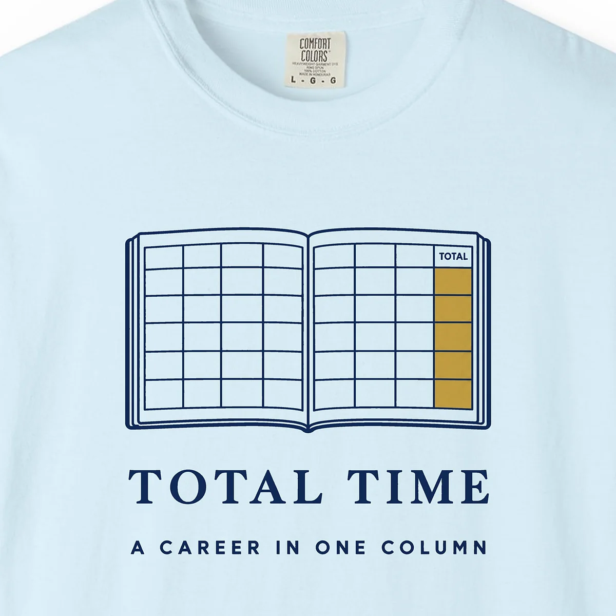 Total Time Logbook Tee in Chambray, close-up