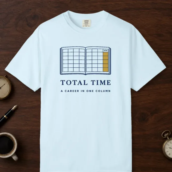 total-time-logbook-tee-chambray-front Total Time Logbook Tee in Chambray, front view