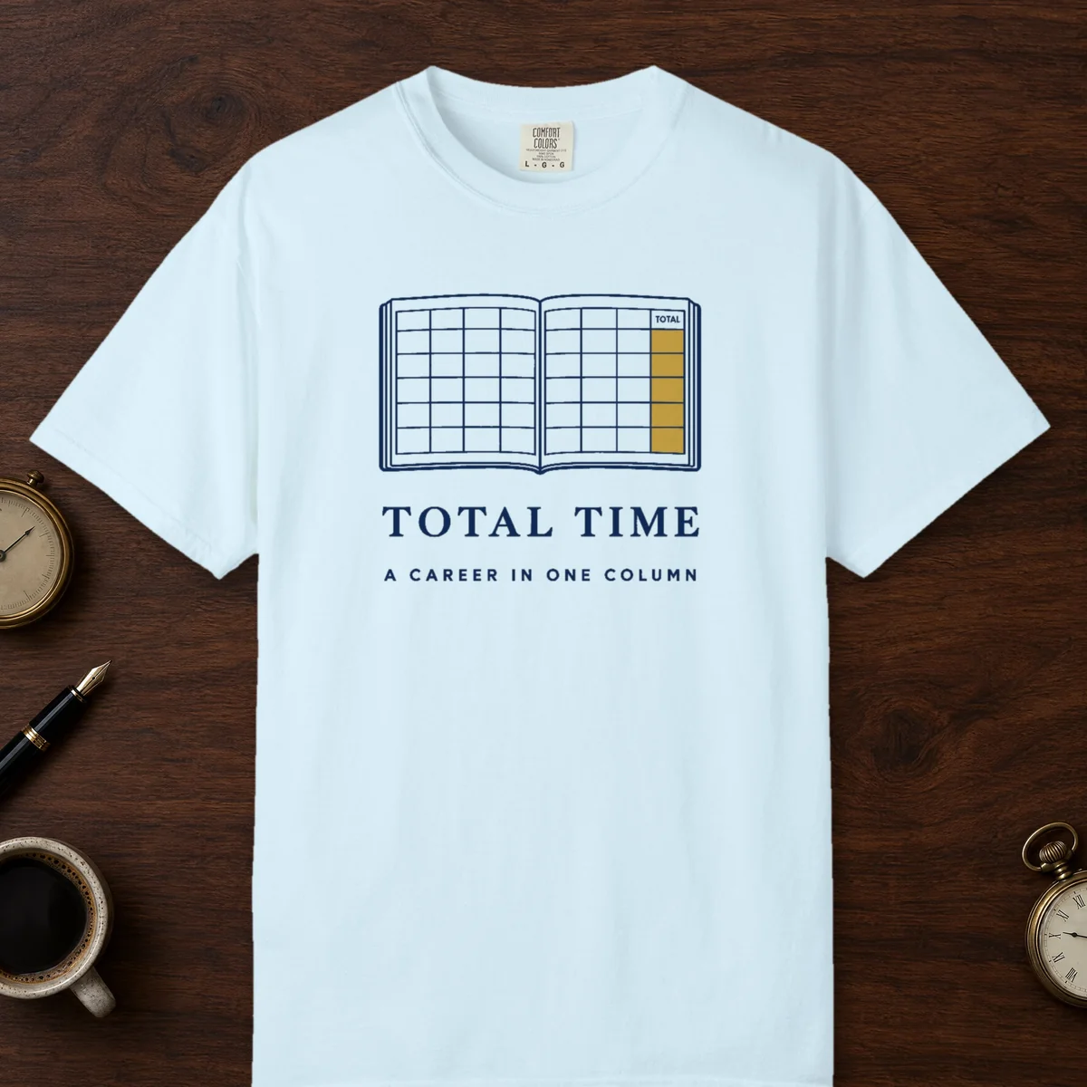 Total Time Logbook Tee in Chambray, front view