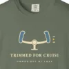 Trimmed for Cruise Tee in Moss, close-up
