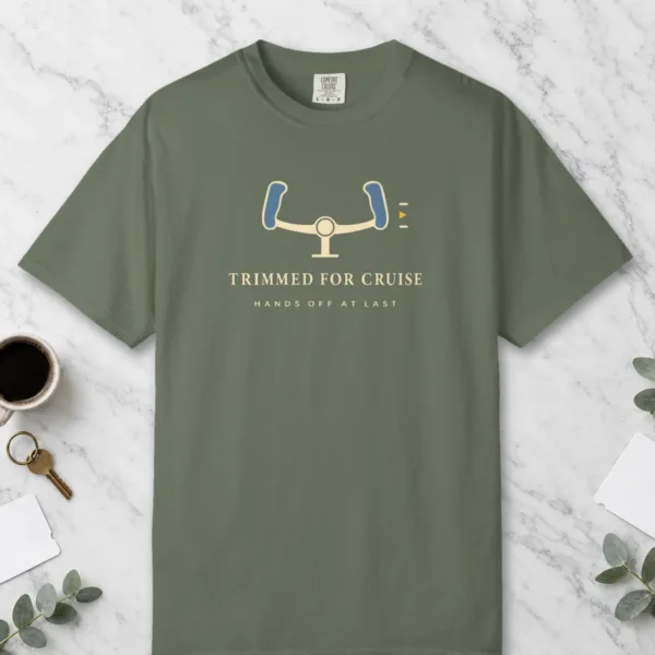 Trimmed for Cruise Tee in Moss, front view