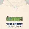 Turf Runway design on the Comfort Colors 1467 hoodie in Ivory, close-up of the print