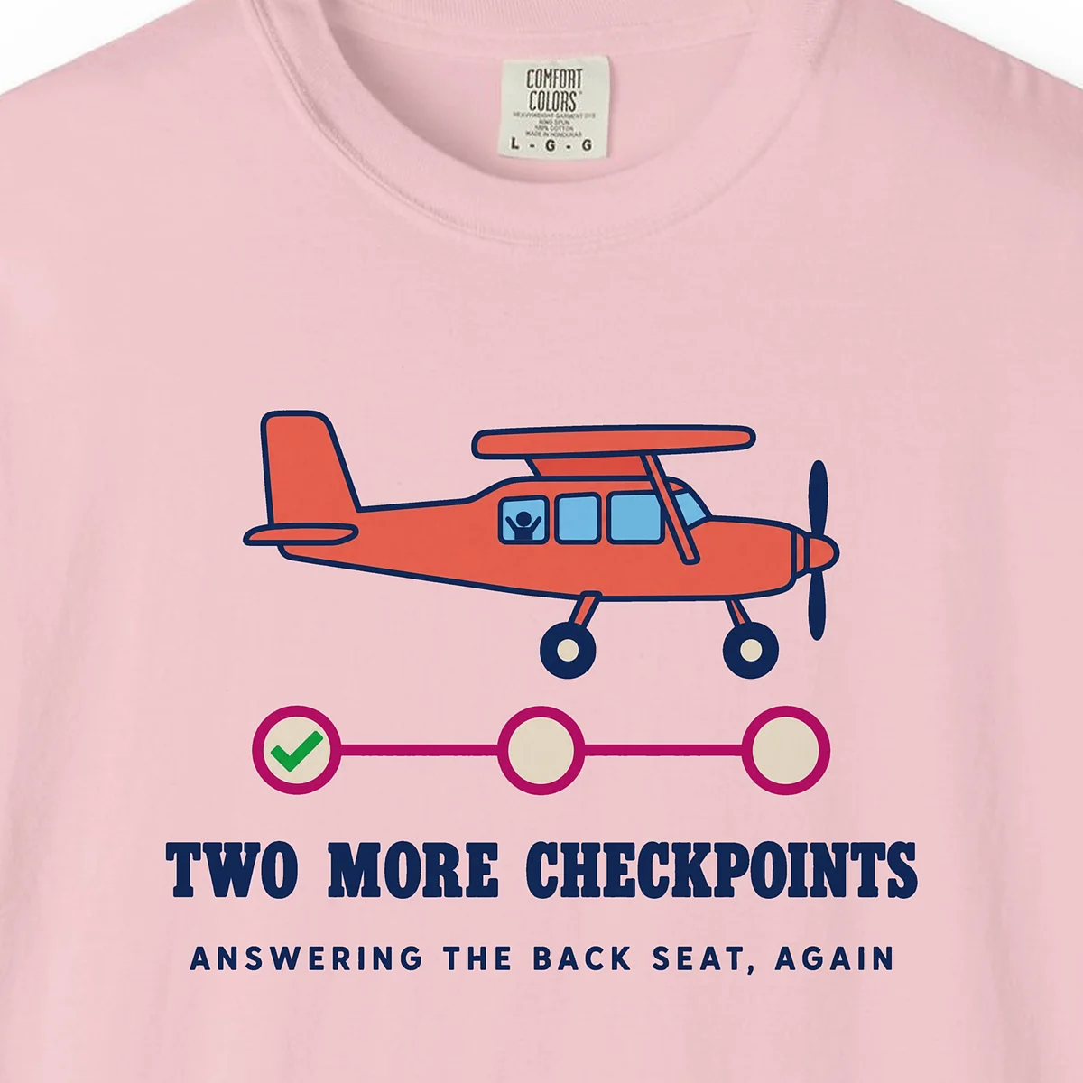 two-more-checkpoints-tee-blossom-chest Two More Checkpoints Tee in Blossom, close-up