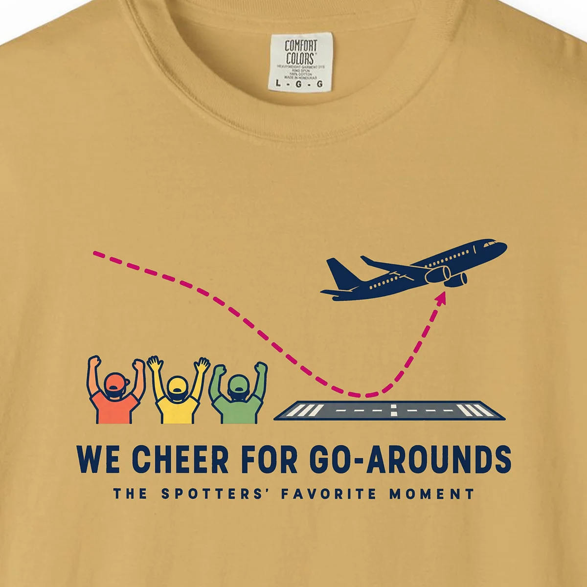 We Cheer for Go-Arounds Tee in Mustard, close-up
