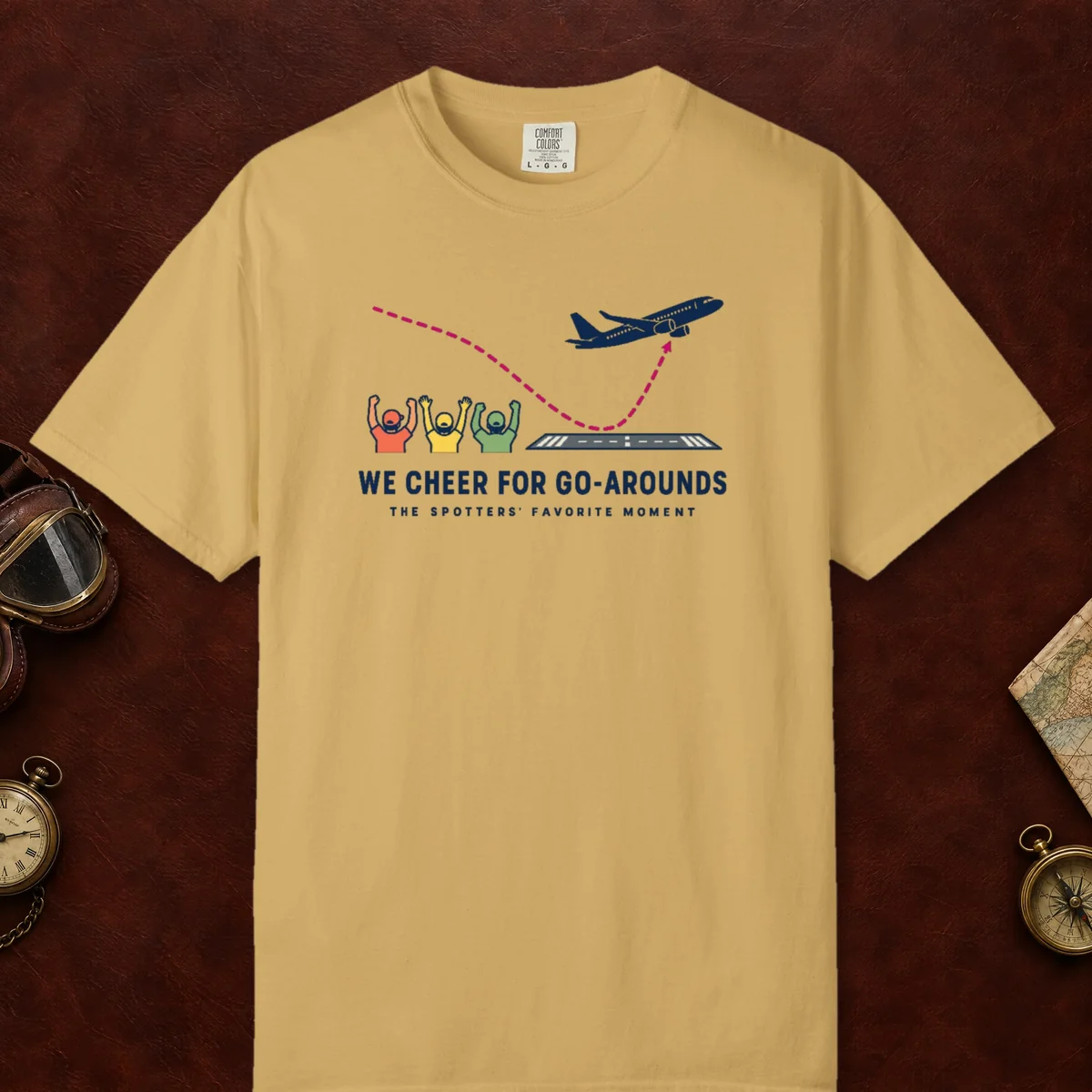 We Cheer for Go-Arounds Tee in Mustard, front view