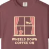 wheels-down-coffee-on-tee-brick-chest Wheels Down Coffee On Tee in Brick, close-up