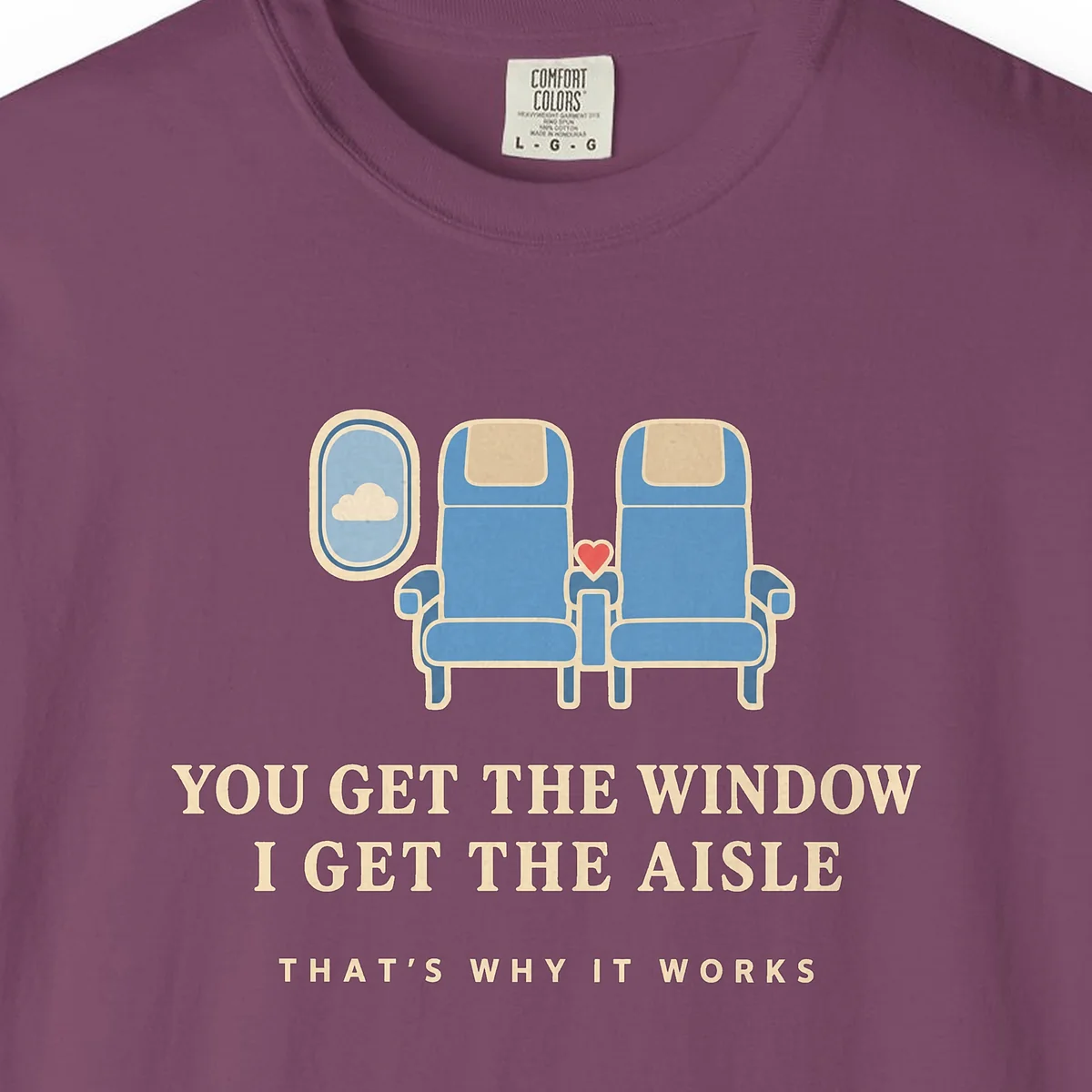 Window and Aisle Tee in Berry, close-up