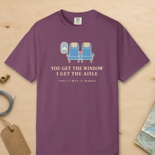 Window and Aisle Tee in Berry, front view