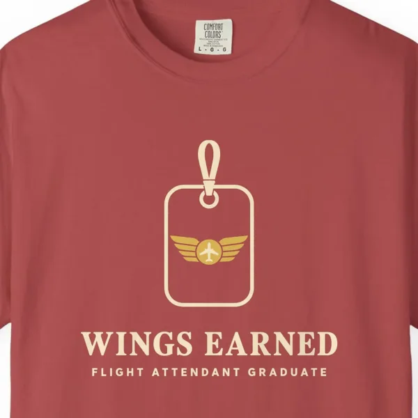 wings-earned-tee-crimson-chest Wings Earned Tee in Crimson, close-up