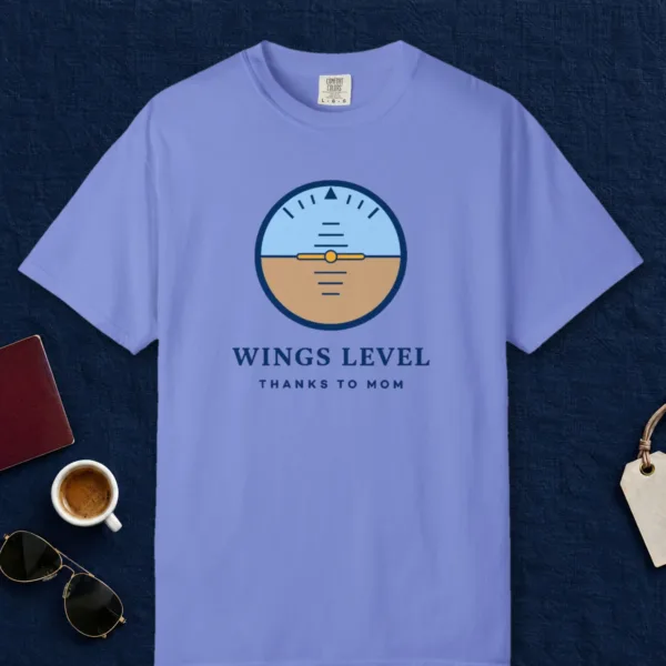 Wings Level Mom Tee in Flo Blue, front view