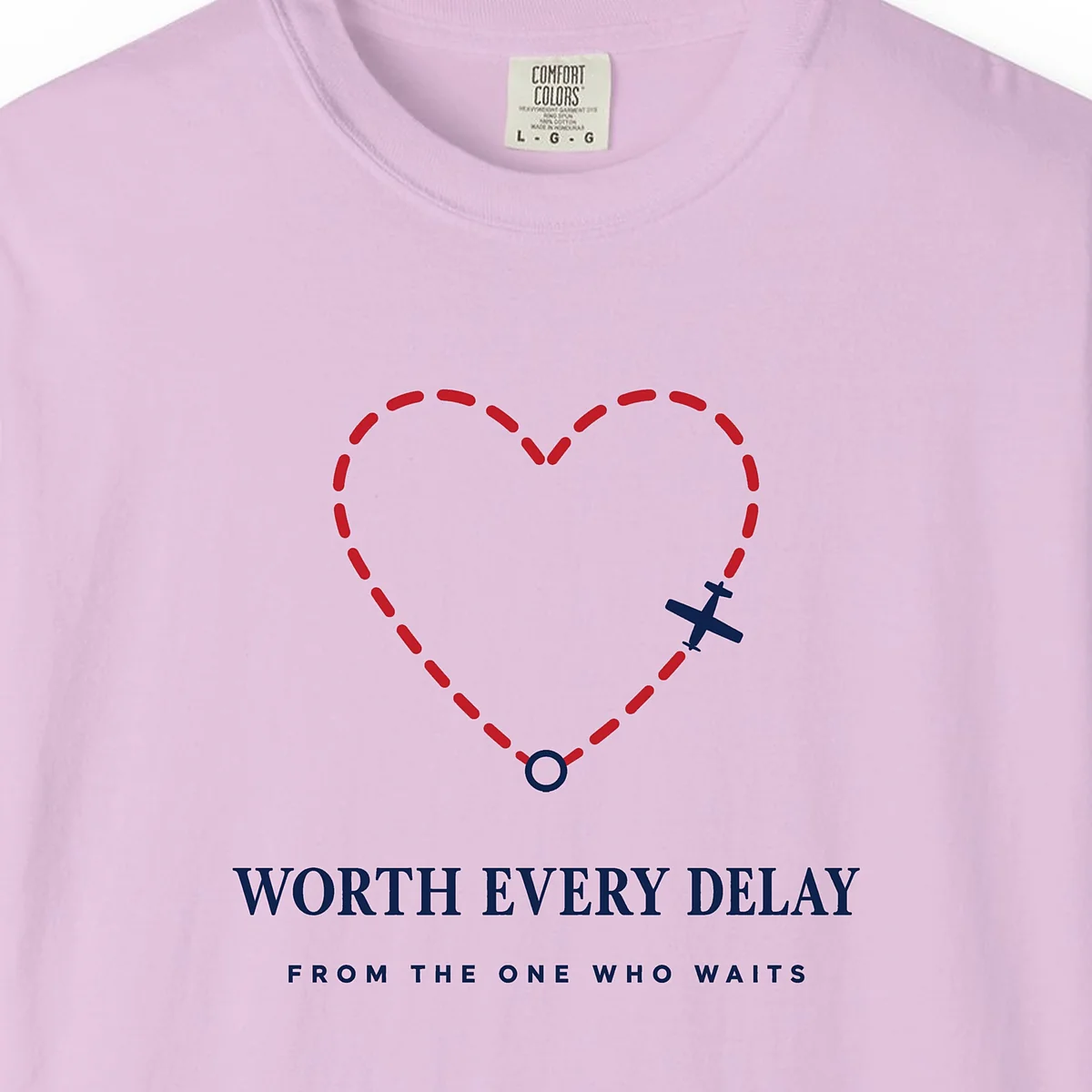 Worth Every Delay Tee in Orchid, close-up