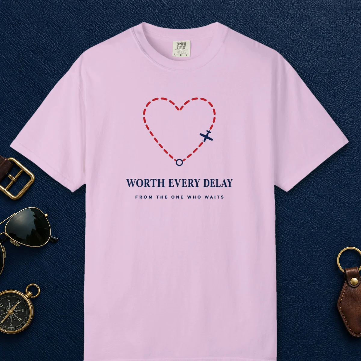 Worth Every Delay Tee in Orchid, front view